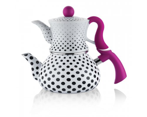 Schafer Zebra Çaydanlık Takımı  - Siyah Puantiyeli